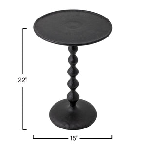 Rowena Interiors Hammered Aluminum Round Side Table Artisan Textured Matte Finish for Living Room or Bedroom Black 100% Aluminum AH1598