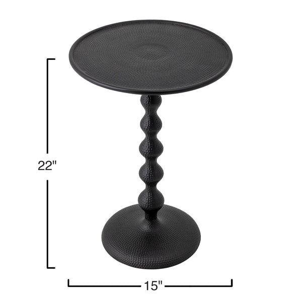 Rowena Interiors Hammered Aluminum Round Side Table Artisan Textured Matte Finish for Living Room or Bedroom Black 100% Aluminum AH1598