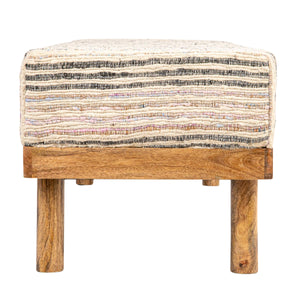 Rowena Interiors Mango Wood Storage Bench Upholstered Hinged Lid Natural Grain Entryway Seating AH2334