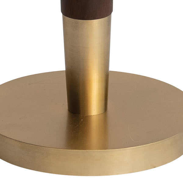 Rowena Interiors Acacia Wood Marble Top Martini Side Table with Brass Accents for Living Room AH2768