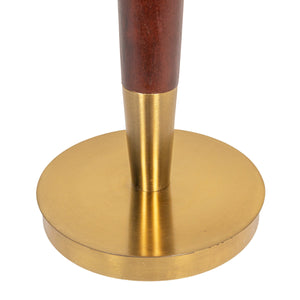 Rowena Interiors Acacia Wood Marble Top Martini Side Table with Brass Accents for Living Room AH2768