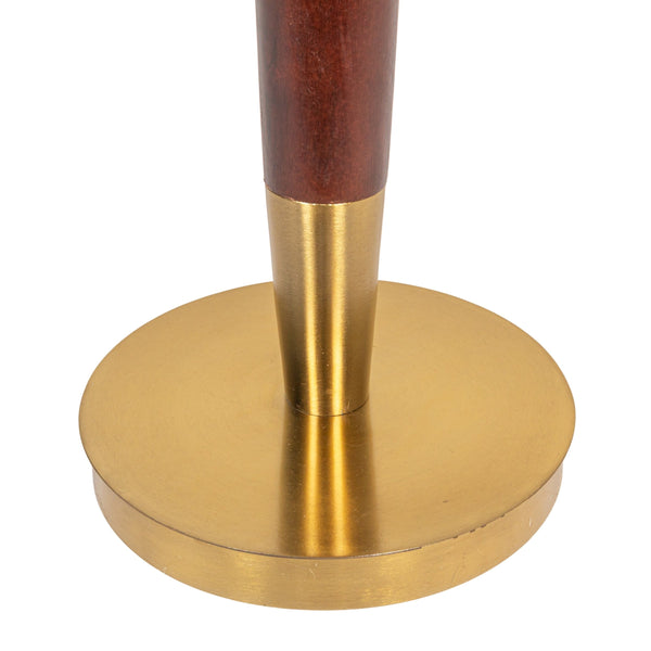 Rowena Interiors Acacia Wood Marble Top Martini Side Table with Brass Accents for Living Room AH2768