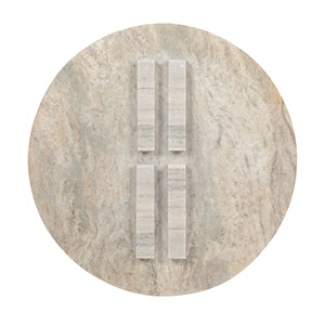 Rowena Interiors Round Marble Top Accent Table with Sculptural Geometric Base for Living Room AH3055