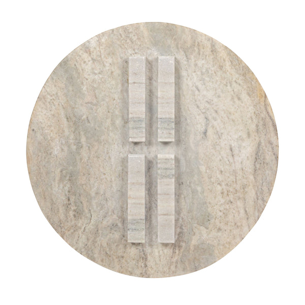 Rowena Interiors Round Marble Top Accent Table with Sculptural Geometric Base for Living Room AH3055