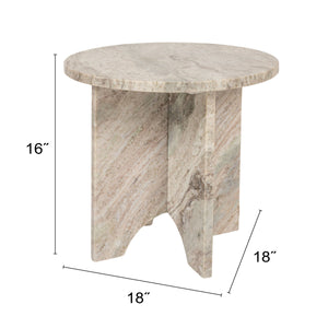 Rowena Interiors Round Marble Top Accent Table with Sculptural Geometric Base for Living Room AH3055