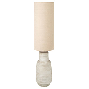 Rowena Interiors 44.5 Inch Sand Glazed Ceramic Floor Lamp with Linen Drum Shade for Warm Living Spaces AH3089