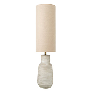 Rowena Interiors 44.5 Inch Sand Glazed Ceramic Floor Lamp with Linen Drum Shade for Warm Living Spaces AH3089
