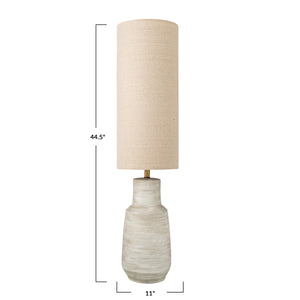 Rowena Interiors 44.5 Inch Sand Glazed Ceramic Floor Lamp with Linen Drum Shade for Warm Living Spaces AH3089