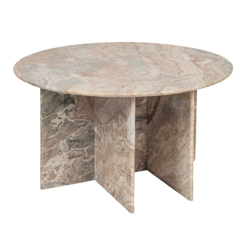Rowena Interiors Marble Round Dining Table with Sculptural Interlocking Metal Base for Four AH3398MC