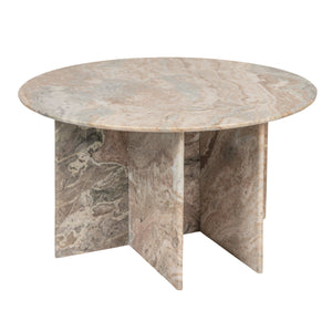 Rowena Interiors Marble Round Dining Table with Sculptural Interlocking Metal Base for Four AH3398MC
