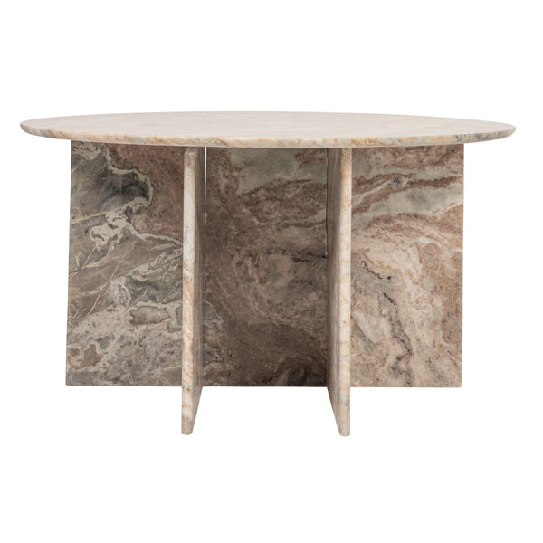 Rowena Interiors Marble Round Dining Table with Sculptural Interlocking Metal Base for Four AH3398MC