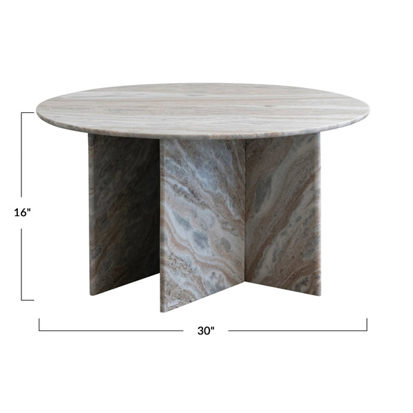 Rowena Interiors Marble Round Dining Table with Sculptural Interlocking Metal Base for Four AH3398MC