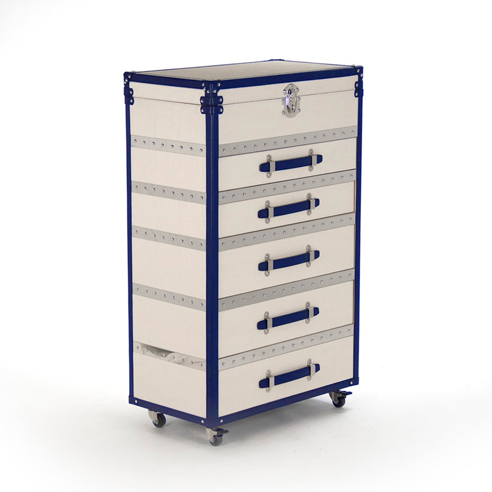 Zentique Adalyn Cabinet - Elegant Storage Solution In Cream & Blue Pu With Chrome Accents For Your Home White,Blue Pu,Chrome Hardware Stainless Steel,Solid Chinese Ash Wood,Cream & Blue Pu Ahp0852