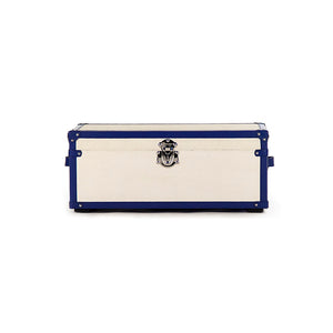 Zentique Madalene Trunk - Chic Storage Solution In Solid Ash Wood With Cream & Blue Pu, Stylish & Durable White,Blue Pu,Chrome Hardware Stainless Steel,Solid Chinese Ash Wood,Cream & Blue Pu Ahp0866-m