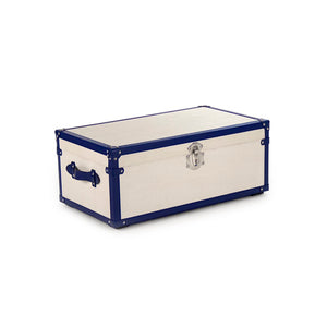 Zentique Madalene Trunk - Chic Storage Solution In Solid Ash Wood With Cream & Blue Pu, Stylish & Durable White,Blue Pu,Chrome Hardware Stainless Steel,Solid Chinese Ash Wood,Cream & Blue Pu Ahp0866-m