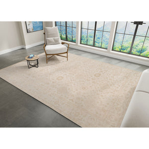 Ainsley Hand-knotted Wool Viscose Area Rug with Bordered Motif for Living Room Decor