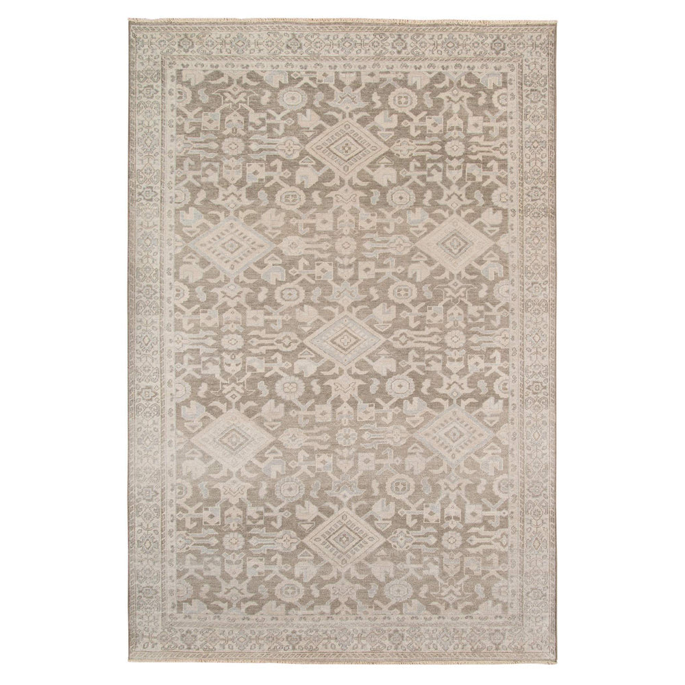 AMER Rugs Ainsley Hand-knotted Wool Viscose Area Rug Classic Border Gray Entryway Accent AIN30203