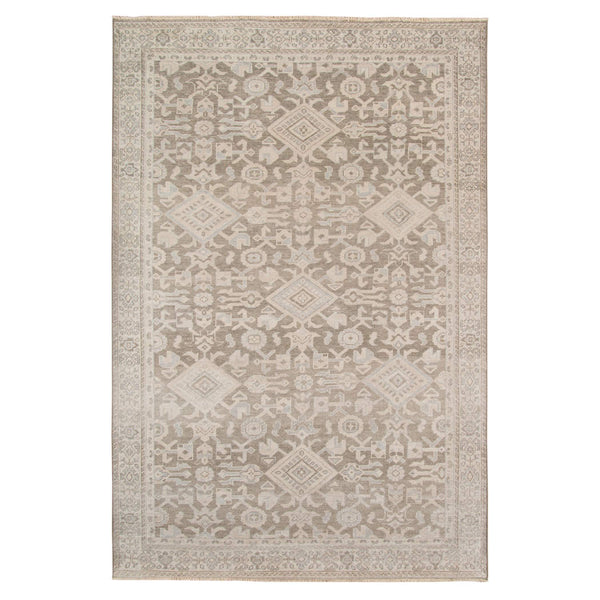 AMER Rugs Ainsley Hand-knotted Wool Viscose Area Rug Classic Border Gray Entryway Accent AIN30203