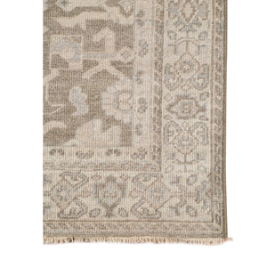 Ainsley Hand-knotted Wool Viscose Area Rug Classic Border Gray Entryway Accent