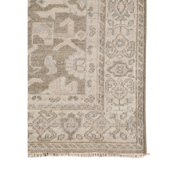 Ainsley Hand-knotted Wool Viscose Area Rug Classic Border Gray Entryway Accent
