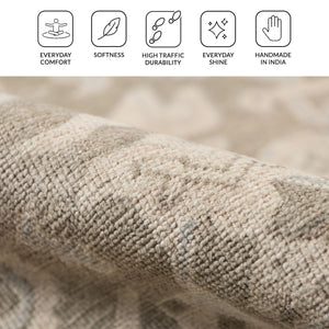 Ainsley Hand-knotted Wool Viscose Area Rug Classic Border Gray Entryway Accent