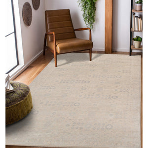 Ainsley Hand-knotted Wool Viscose Area Rug with Classic Border for Home Decor Spaces