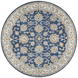 Rizzy Ashlyn AL2823 Hand Tufted Traditional Wool Rug Blue 8' x 8' Round