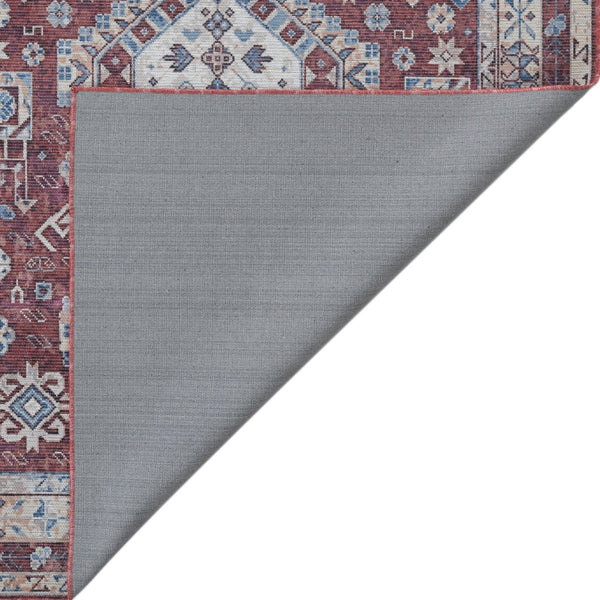 Amer Rugs Alaska Vintage Medallion Machine-washable Area Rug – Soft, Durable, And Perfect For Busy Homes Red Polyester, Cotton Ala100203