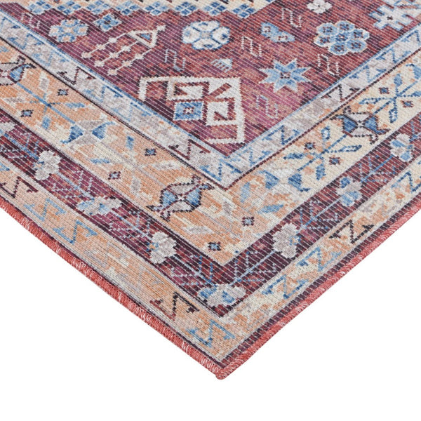 Amer Rugs Alaska Vintage Medallion Machine-washable Area Rug – Soft, Durable, And Perfect For Busy Homes Red Polyester, Cotton Ala100203
