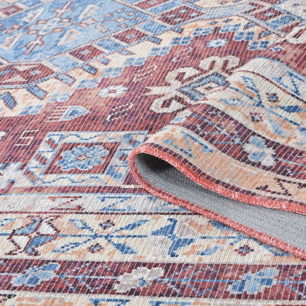 Amer Rugs Alaska Vintage Medallion Machine-washable Area Rug – Soft, Durable, And Perfect For Busy Homes Red Polyester, Cotton Ala100203