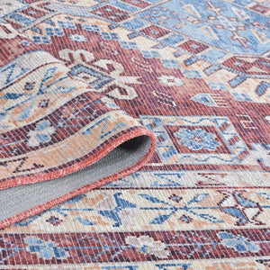 Amer Rugs Alaska Vintage Medallion Machine-washable Area Rug – Soft, Durable, And Perfect For Busy Homes Red Polyester, Cotton Ala100203