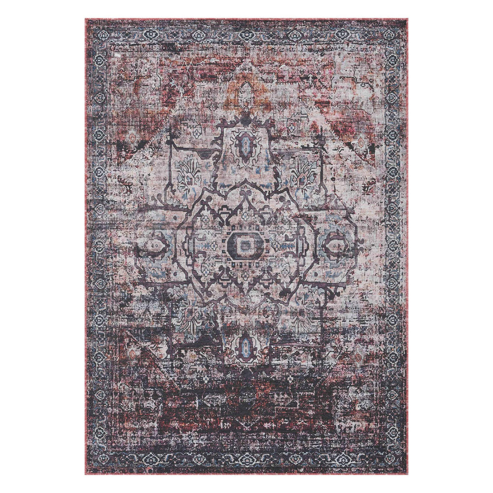 AMER Rugs Alaska Washable Vintage Floral Medallion Low Pile Polyester Rug for Living Rooms ALA15376