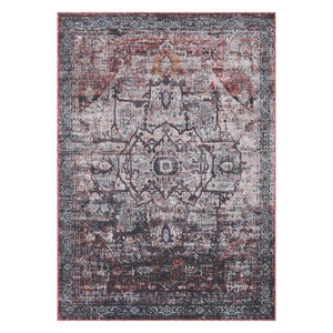 AMER Rugs Alaska Washable Vintage Floral Medallion Low Pile Polyester Rug for Living Rooms ALA15376