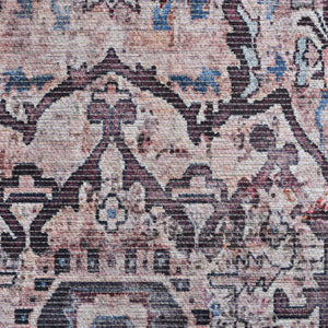 Alaska Washable Vintage Floral Medallion Low Pile Polyester Rug for Living Rooms