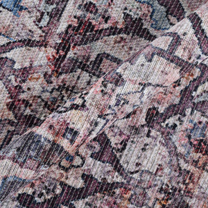 Alaska Washable Vintage Floral Medallion Low Pile Polyester Rug for Living Rooms