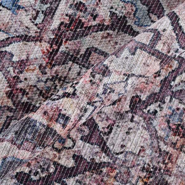 Alaska Washable Vintage Floral Medallion Low Pile Polyester Rug for Living Rooms