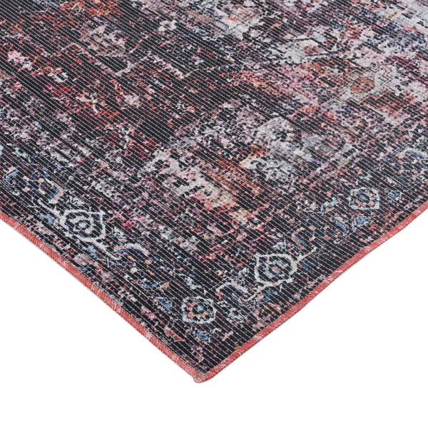 Alaska Washable Vintage Floral Medallion Low Pile Polyester Rug for Living Rooms