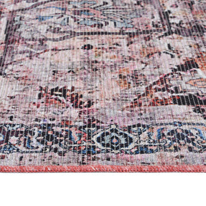 Alaska Washable Vintage Floral Medallion Low Pile Polyester Rug for Living Rooms