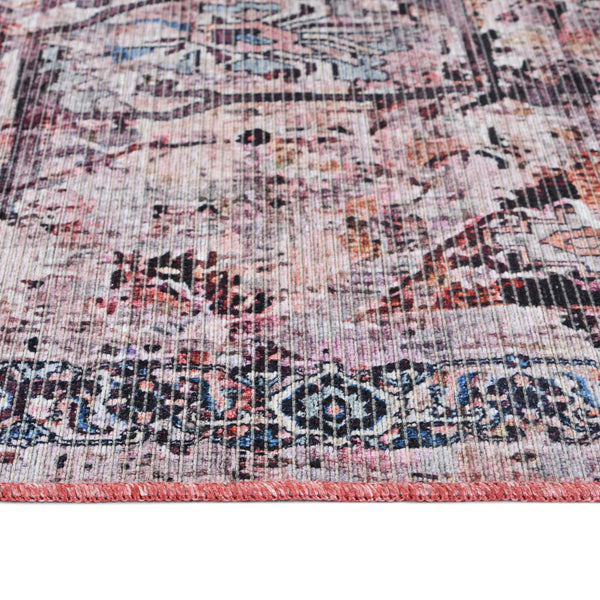 Alaska Washable Vintage Floral Medallion Low Pile Polyester Rug for Living Rooms
