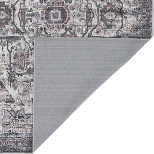 Alaska Washable Polyester Rug - Vintage Floral Medallion Low Pile Area Carpet | Easy Clean Non-Slip Living Room Rug