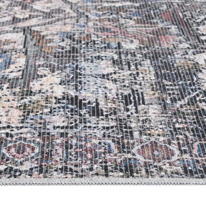 Alaska Washable Polyester Rug - Vintage Floral Medallion Low Pile Area Carpet | Easy Clean Non-Slip Living Room Rug