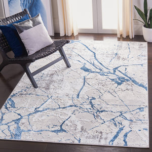 Safavieh Amelia Contemporary Area Rug - Elegant Abstract Design, Durable Turkish Craftsmanship For Modern Spaces Grey ,Blue 50% Polypropylene,50% Polyester Ala293f-8sq