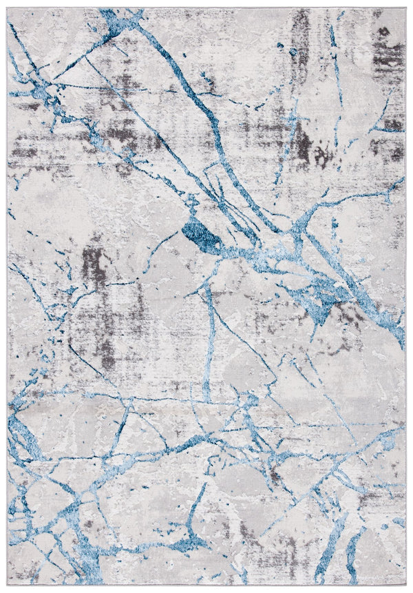 Safavieh Amelia Contemporary Area Rug - Elegant Abstract Design, Durable Turkish Craftsmanship For Modern Spaces Grey ,Blue 50% Polypropylene,50% Polyester Ala293f-8sq