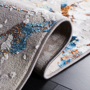 Safavieh Amelia Contemporary Area Rug – Abstract Design In Grey, Blue & Gold For Stylish Home Décor Upgrade Grey ,Blue Gold 50% Polypropylene,50% Polyester Ala293m-5sq