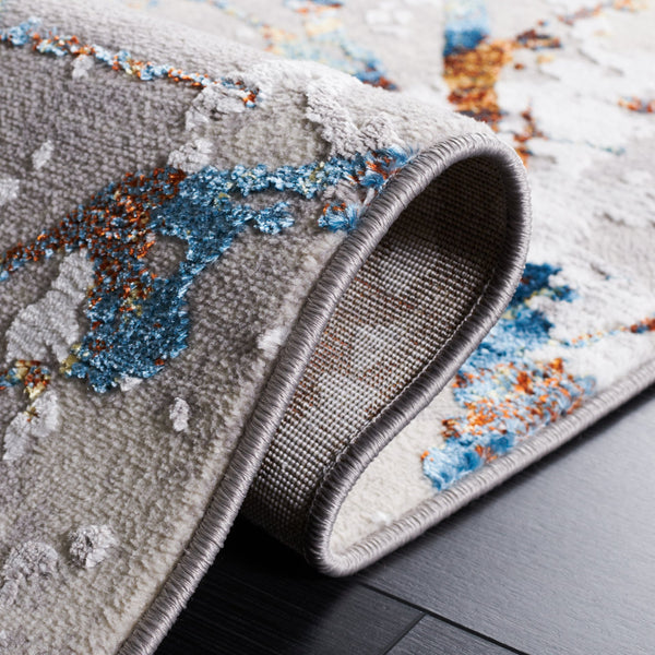 Safavieh Amelia Contemporary Area Rug – Abstract Design In Grey, Blue & Gold For Stylish Home Décor Upgrade Grey ,Blue Gold 50% Polypropylene,50% Polyester Ala293m-5sq