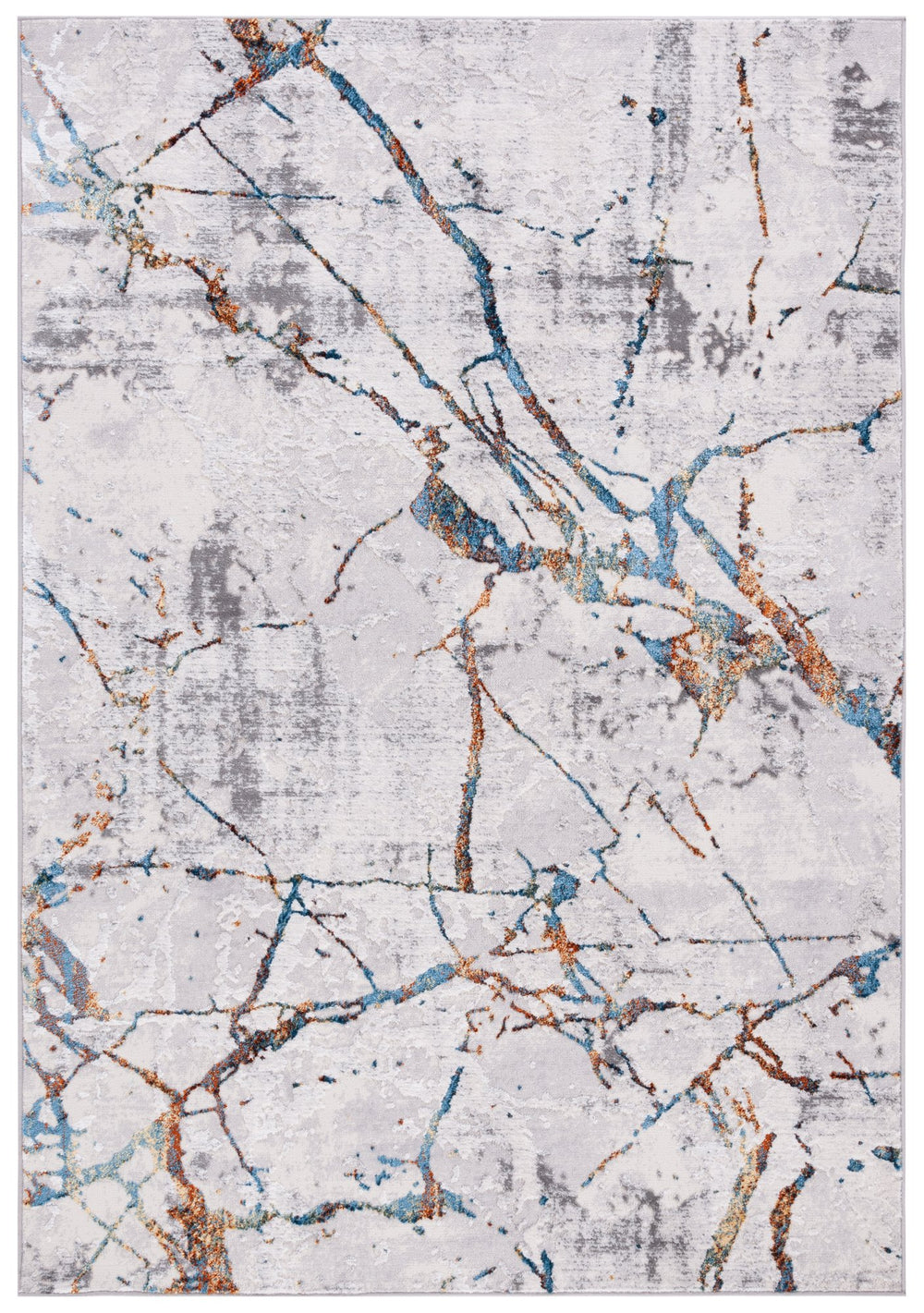 Safavieh Amelia Contemporary Area Rug – Abstract Design In Grey, Blue & Gold For Stylish Home Décor Upgrade Grey ,Blue Gold 50% Polypropylene,50% Polyester Ala293m-5sq