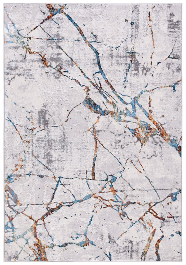 Safavieh Amelia Contemporary Area Rug – Abstract Design In Grey, Blue & Gold For Stylish Home Décor Upgrade Grey ,Blue Gold 50% Polypropylene,50% Polyester Ala293m-5sq