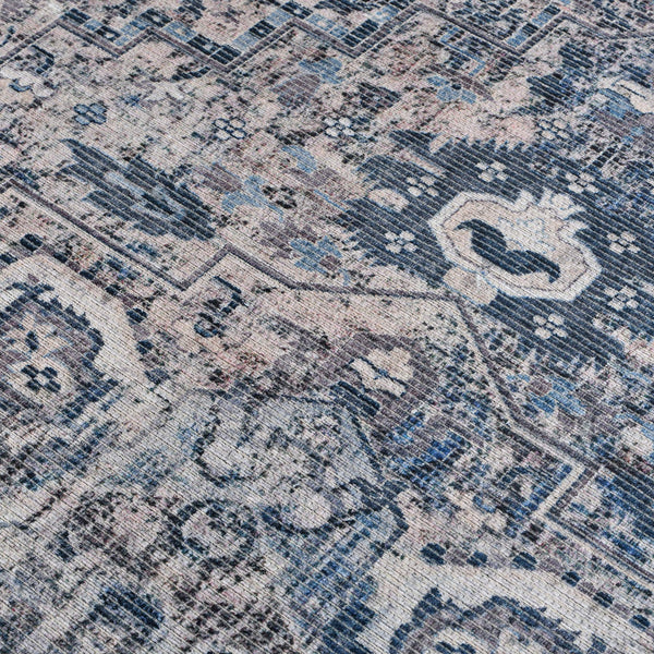 Alaska Vintage Medallion Washable Area Rug Soft Polyester Blend for Living Rooms