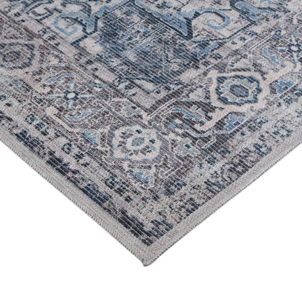 Alaska Vintage Medallion Washable Area Rug Soft Polyester Blend for Living Rooms