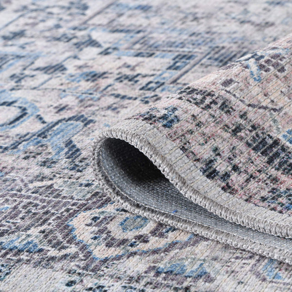 Alaska Vintage Medallion Washable Area Rug Soft Polyester Blend for Living Rooms